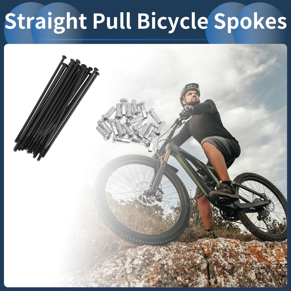 Bicycle Spokes Straight Pull 74mm Carbon Steel Black for 14G Set (20)