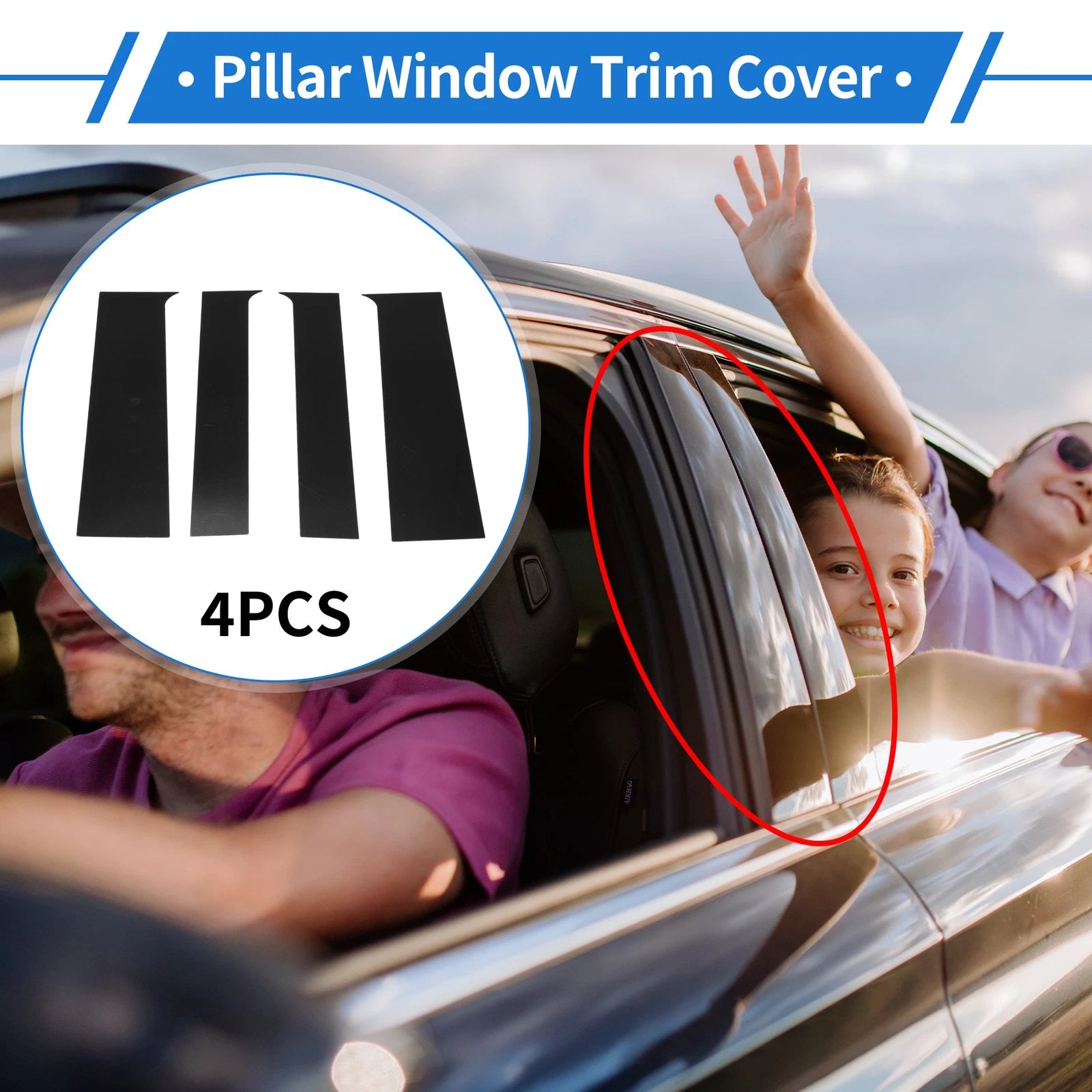 4 Pcs Door Pillar Window Trim Replacement for Chevy Colorado (2015–2020)