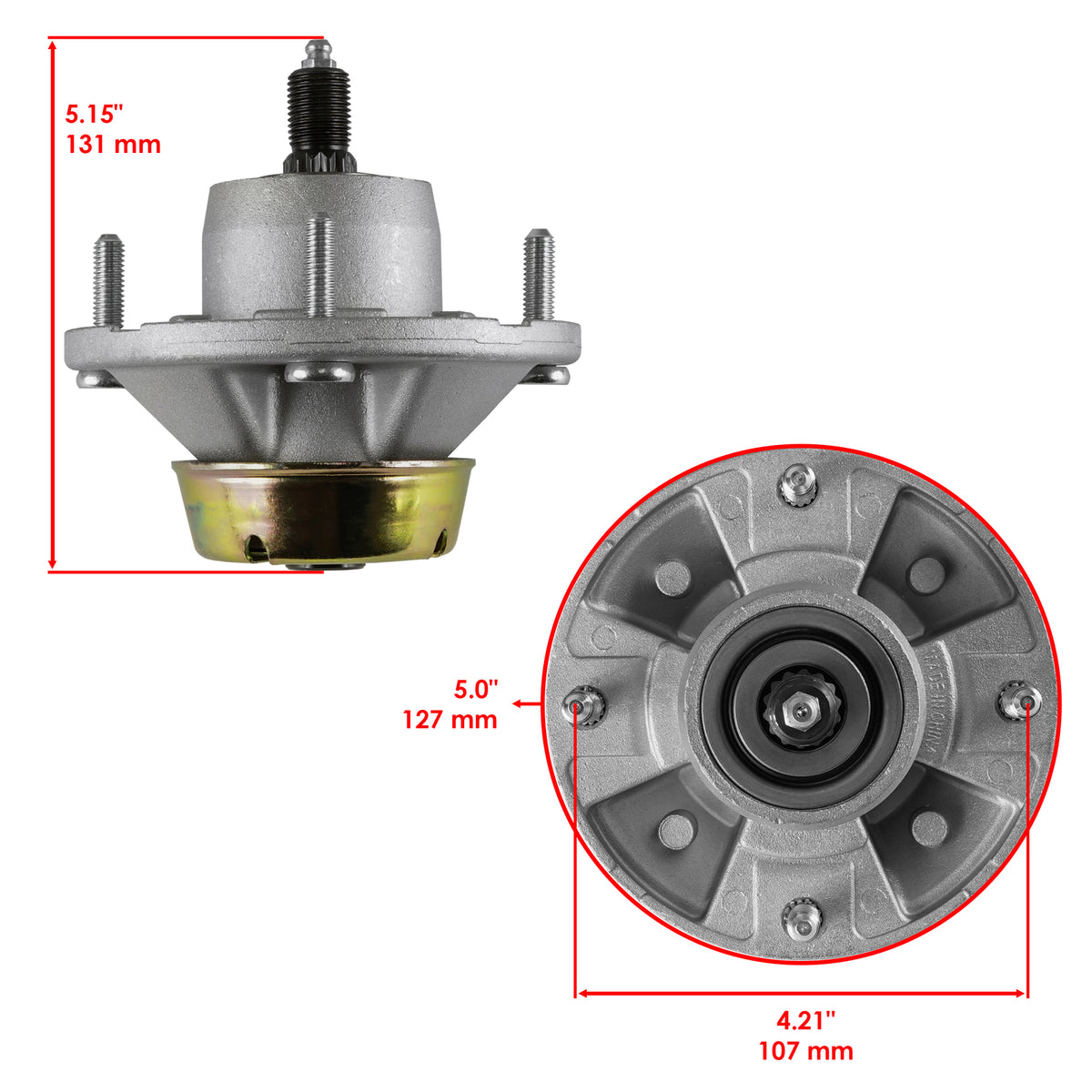 Spindle Assembly with Bolt Replacement for John Deere AM144377 AM124498 (1999–2007)