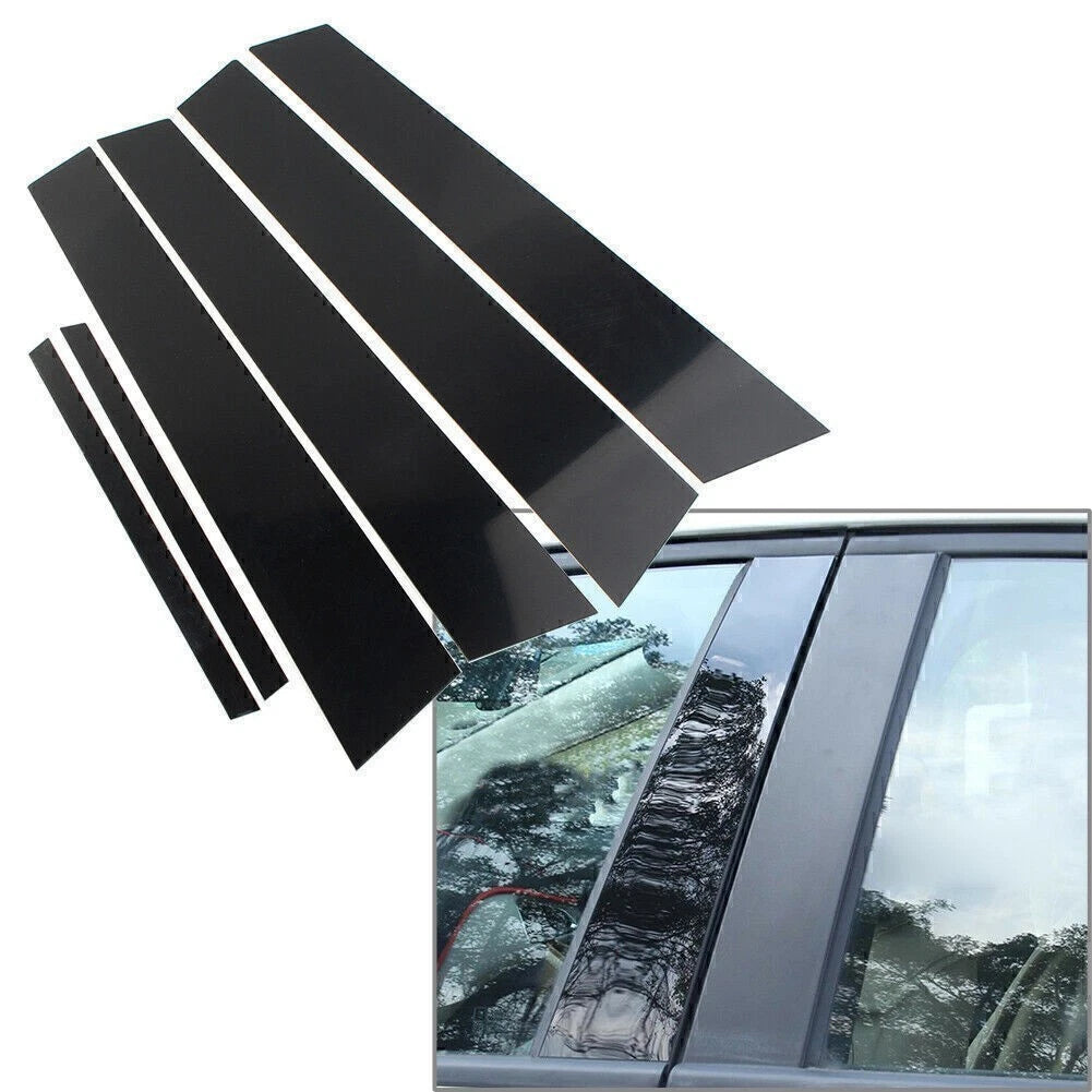 6x Black Pillar Posts for Honda Civic (2006–2011) Door Trim Window Kit