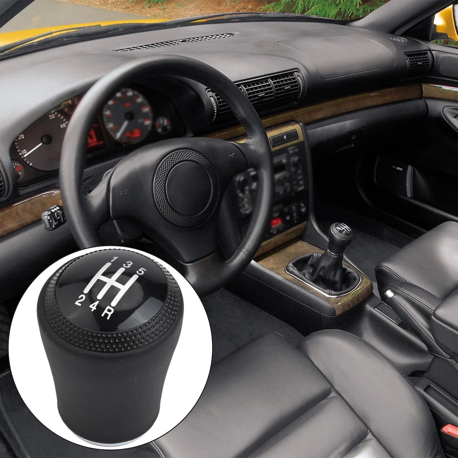 Black PU Leather Shift Knob for Audi A4 B5 C5 (1995–2001)