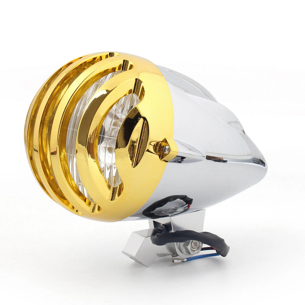 5.5" Motorcycle Bullet Headlight Lamp Chrome for Choppers Cruisers Bobbers