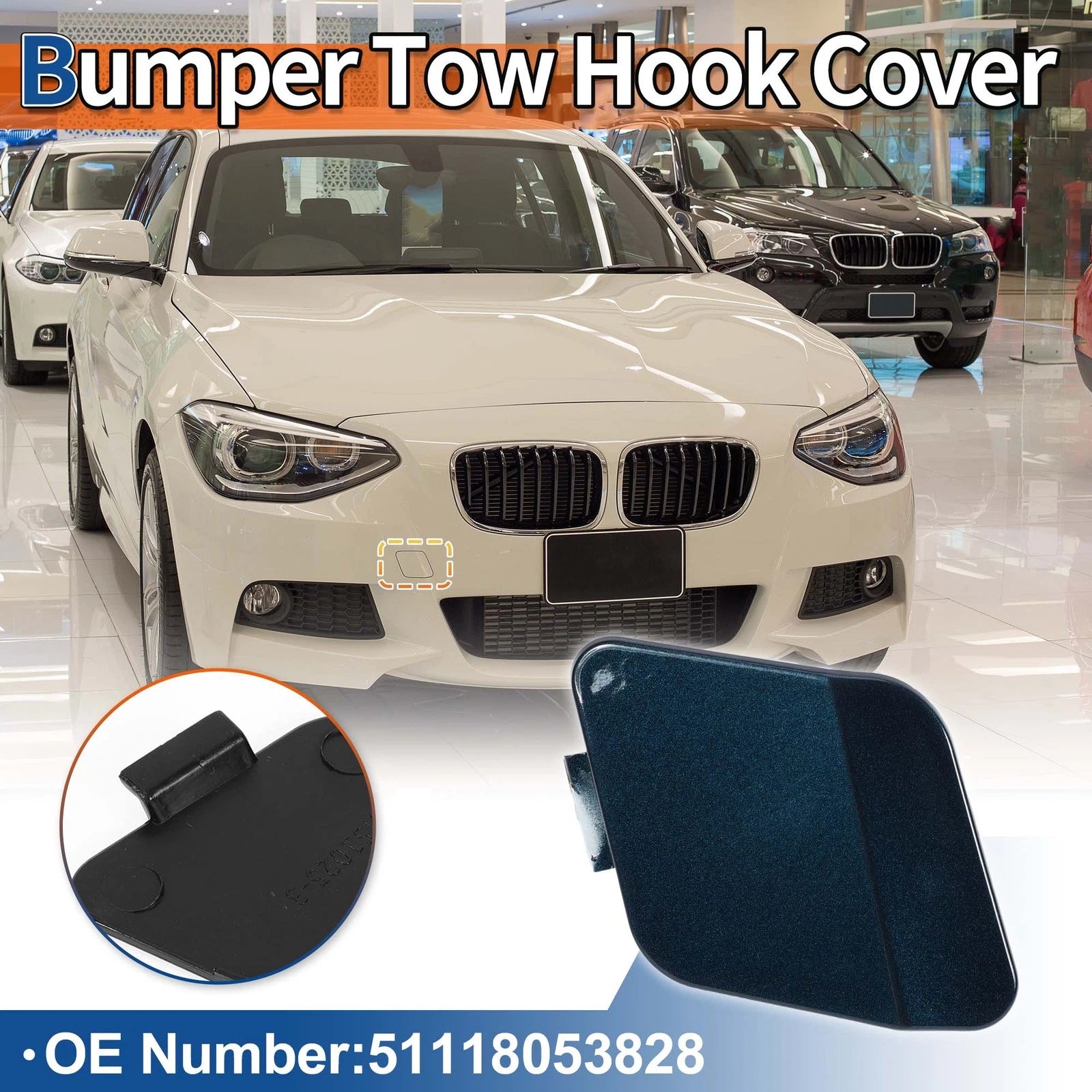 Tow Hook Cover Front Bumper Replacement for BMW 114i (2012–2014)