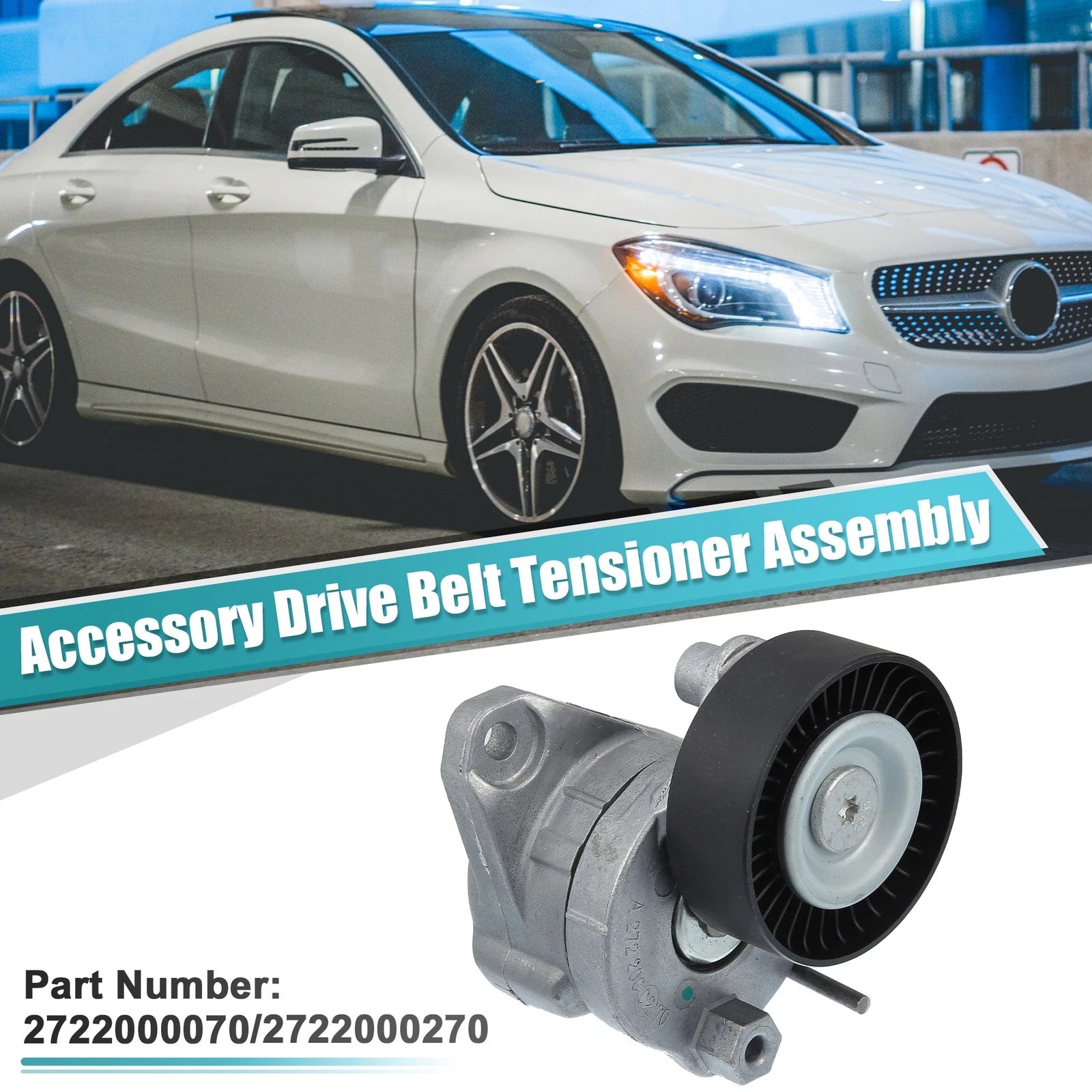 Accessory Drive Belt Tensioner Assembly with 3 Pulleys for Mercedes-Benz (2008–2016)