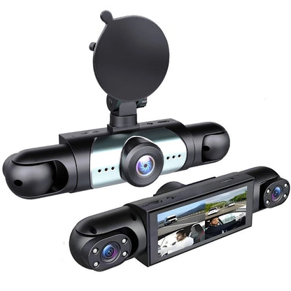 3 Channel 1080P HD Car Dash Cam Front & Inside Left Right With 64GB Memory Card
