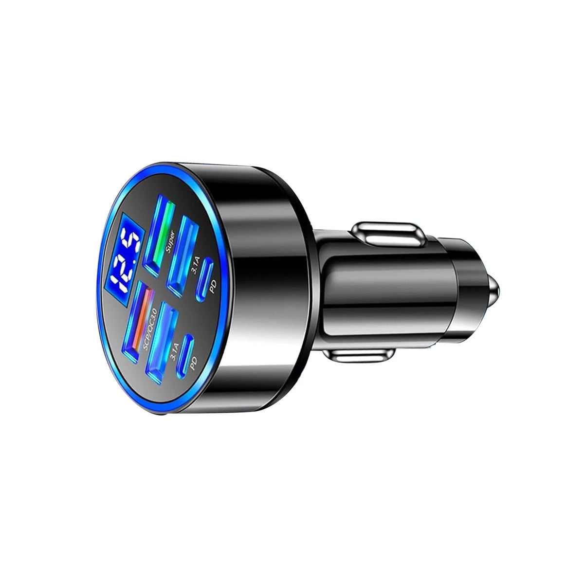 6-Port Car Charger for 12-24V Vehicles (Fast Charging, Temperature Control)
