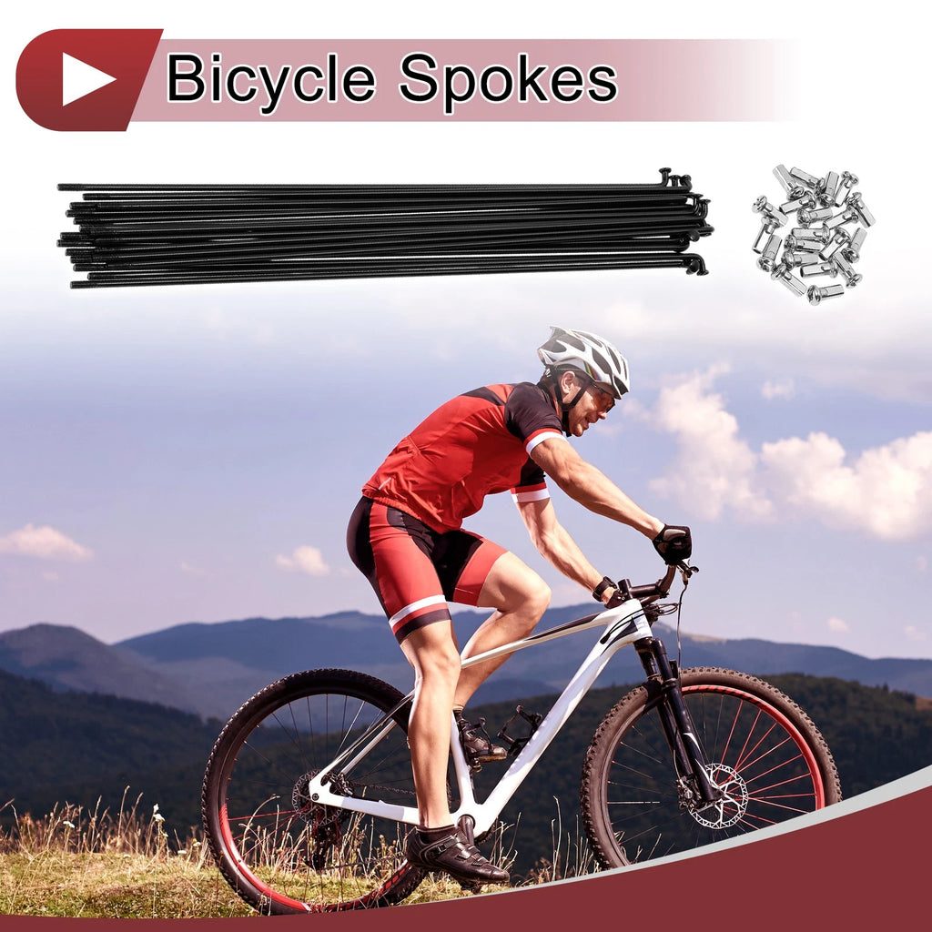 Bicycle Wheel Spokes Set 230mm Carbon Steel Black for 14G (20 Pcs)