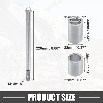 Set of 2 ATV Front Rear Axle M14 220mm with Bushing and Screw Bolt