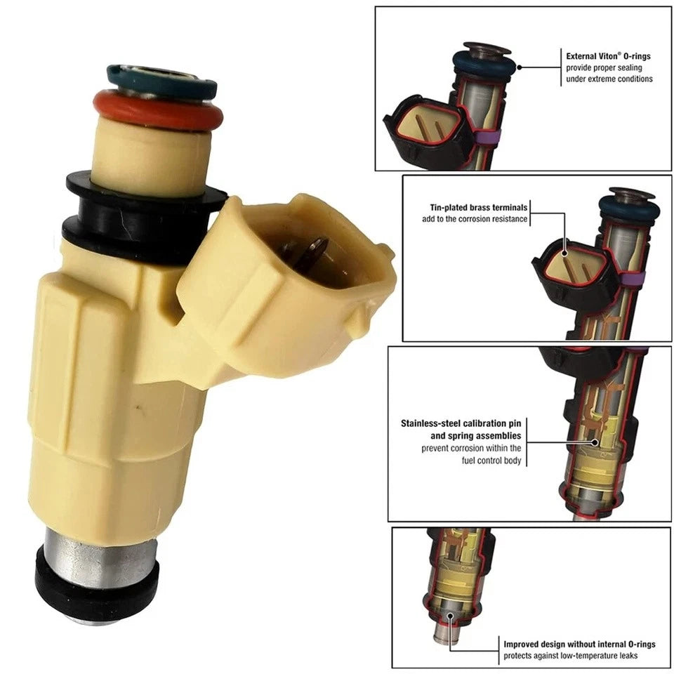 Set of 6 Fuel Injectors for Yamaha F200 F225 (2002–2012) CDH240 69J-13761-00-00