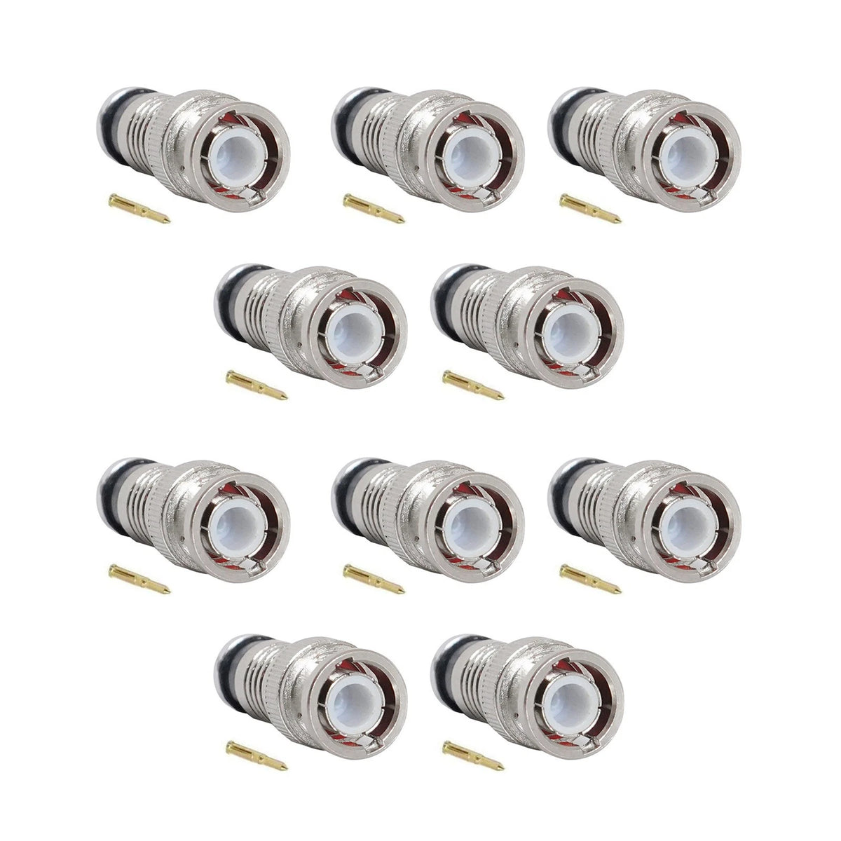 10PCS BNC Compression Connector Plug Adapter for CCTV RG6 Coax Cables