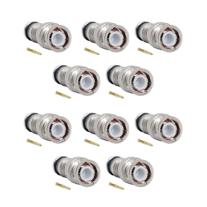 10PCS BNC Compression Connector Plug Adapter for CCTV RG6 Coax Cables