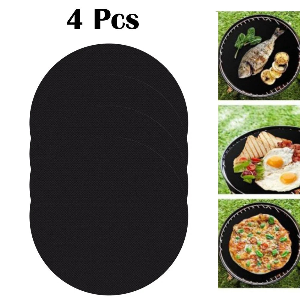 Round Grill Mats Set of 4 for Gas Grills
