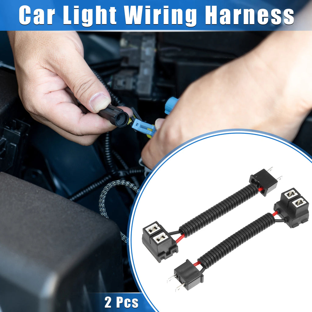 2X H7 Extension Wire Harness Headlight Socket Connector for Cars