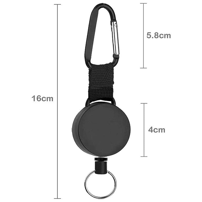 Retractable Key Holder with Steel Cable and Carabiner for Industrial Use