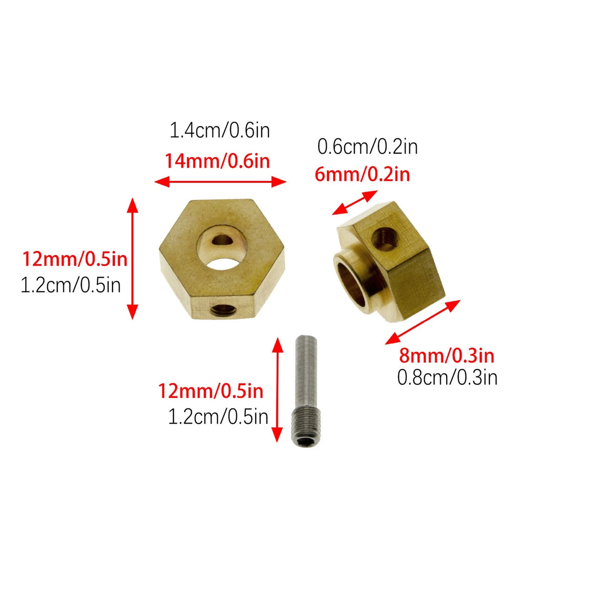 1:10 Metal 12mm Wheel Hex Extended Adapter for Axial SCX10 III (AXI03007)
