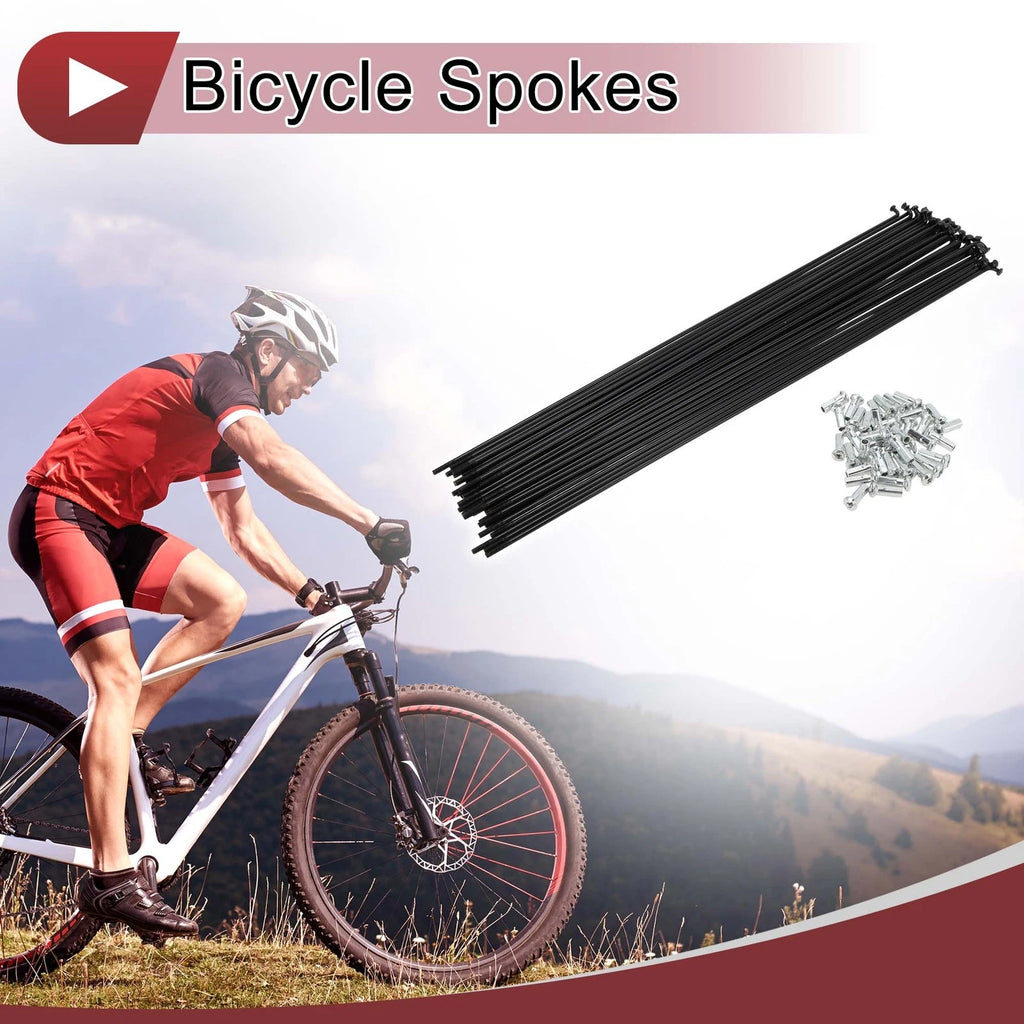 Bicycle Wheel Spokes Set 288mm Carbon Steel Black for 13G (Quantity 38)