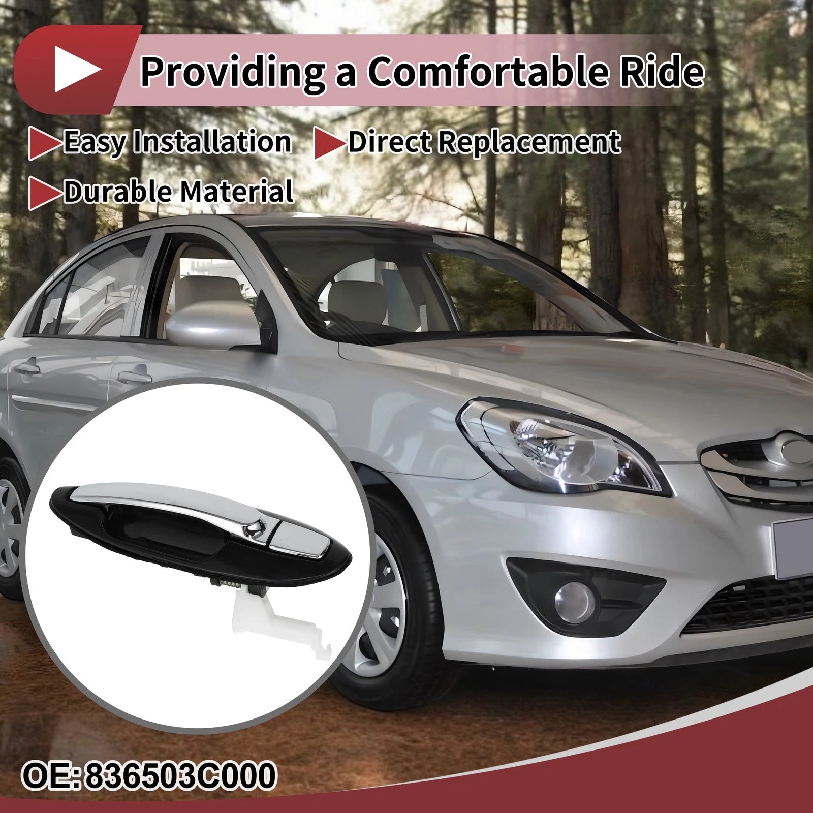 Door Handle Rear Right Replacement for Hyundai Sonata (2002–2005)