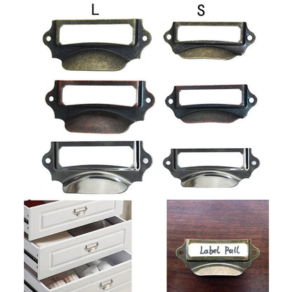 6Pcs Drawer Cabinet Frame Label Tag Shell Pull Handle File Case Name Card Holder