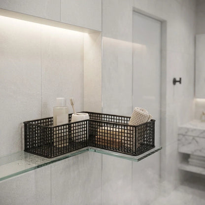 L Shaped Shower Basket for Corner Installation (30x10x4cm)
