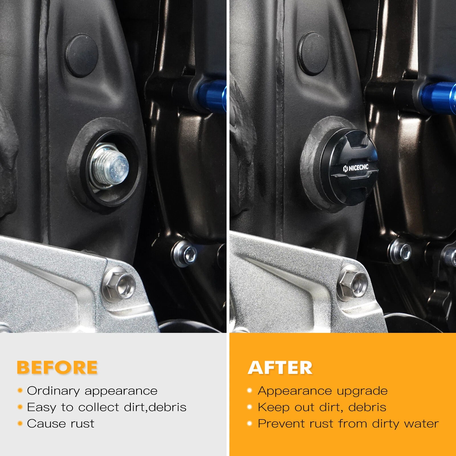 Pair Frame Hole Insert Covers for Yamaha Tenere 700 (2019–2024)