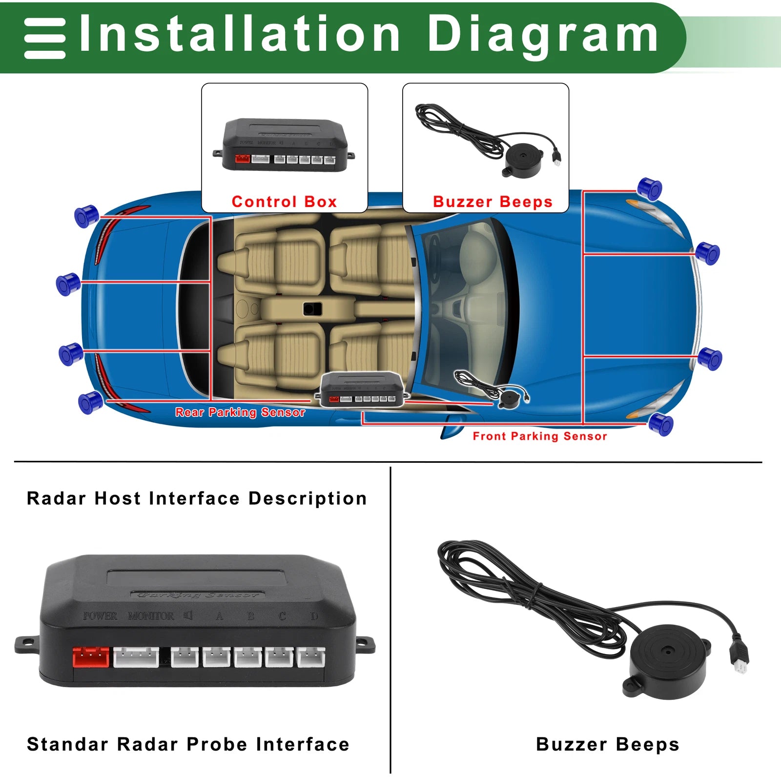 Reverse Backup Radar System Parking Sensors for