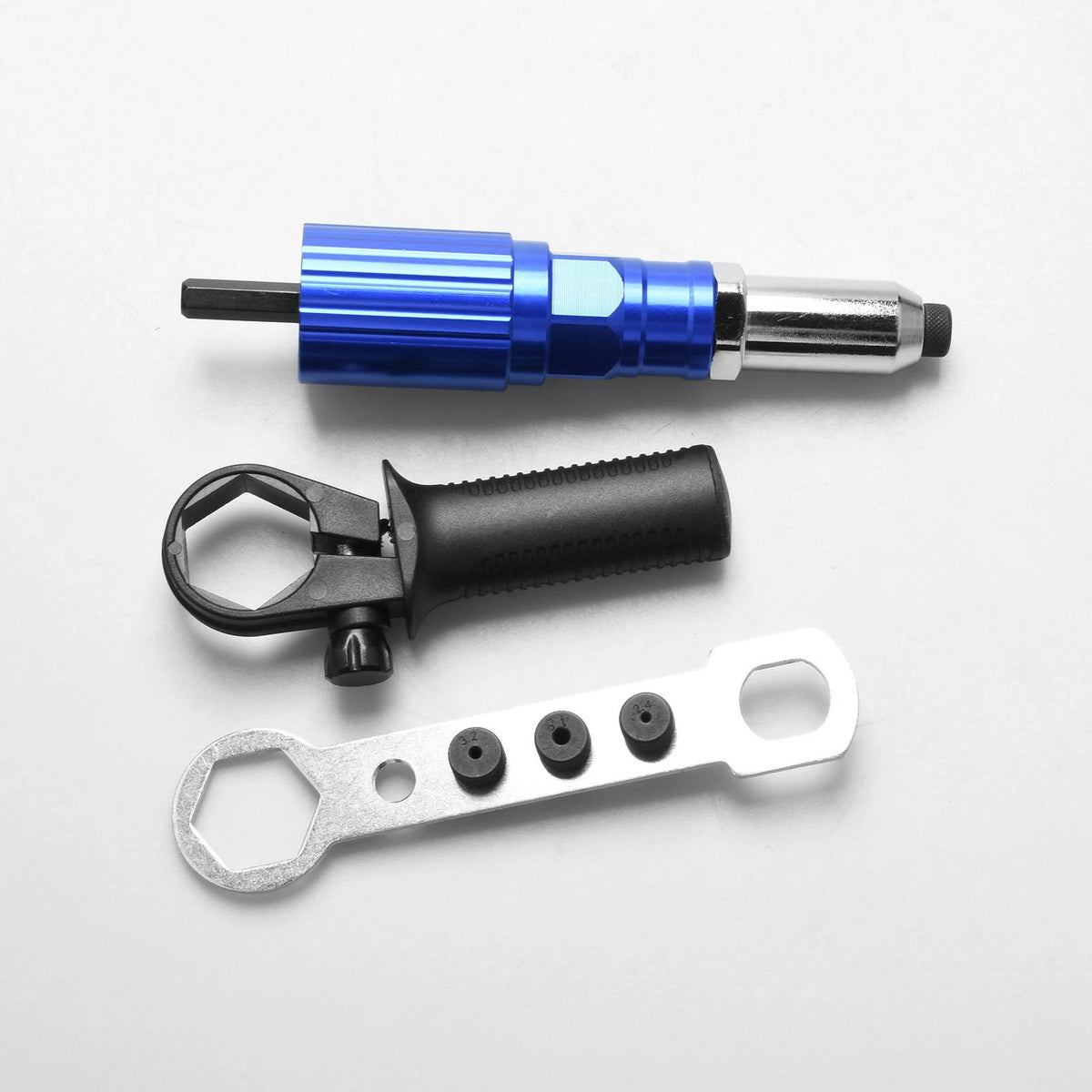 Rivet Gun Adapter Set for Electric Drill (3/32-3/16, 1/4 Hex Shank)