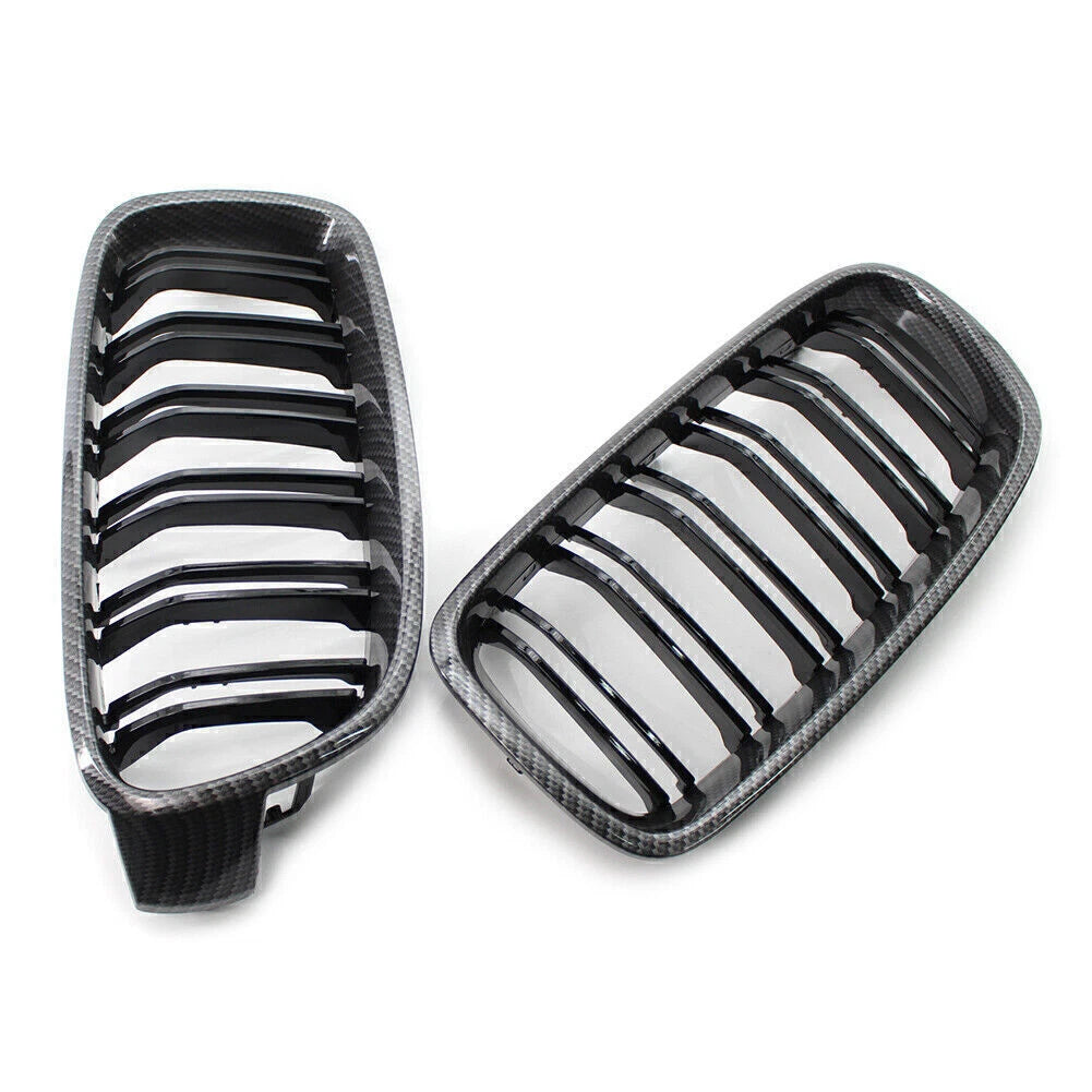 2X Front Grille Kidney for BMW 3 Series F30 (2012–2018) Carbon Fiber Black