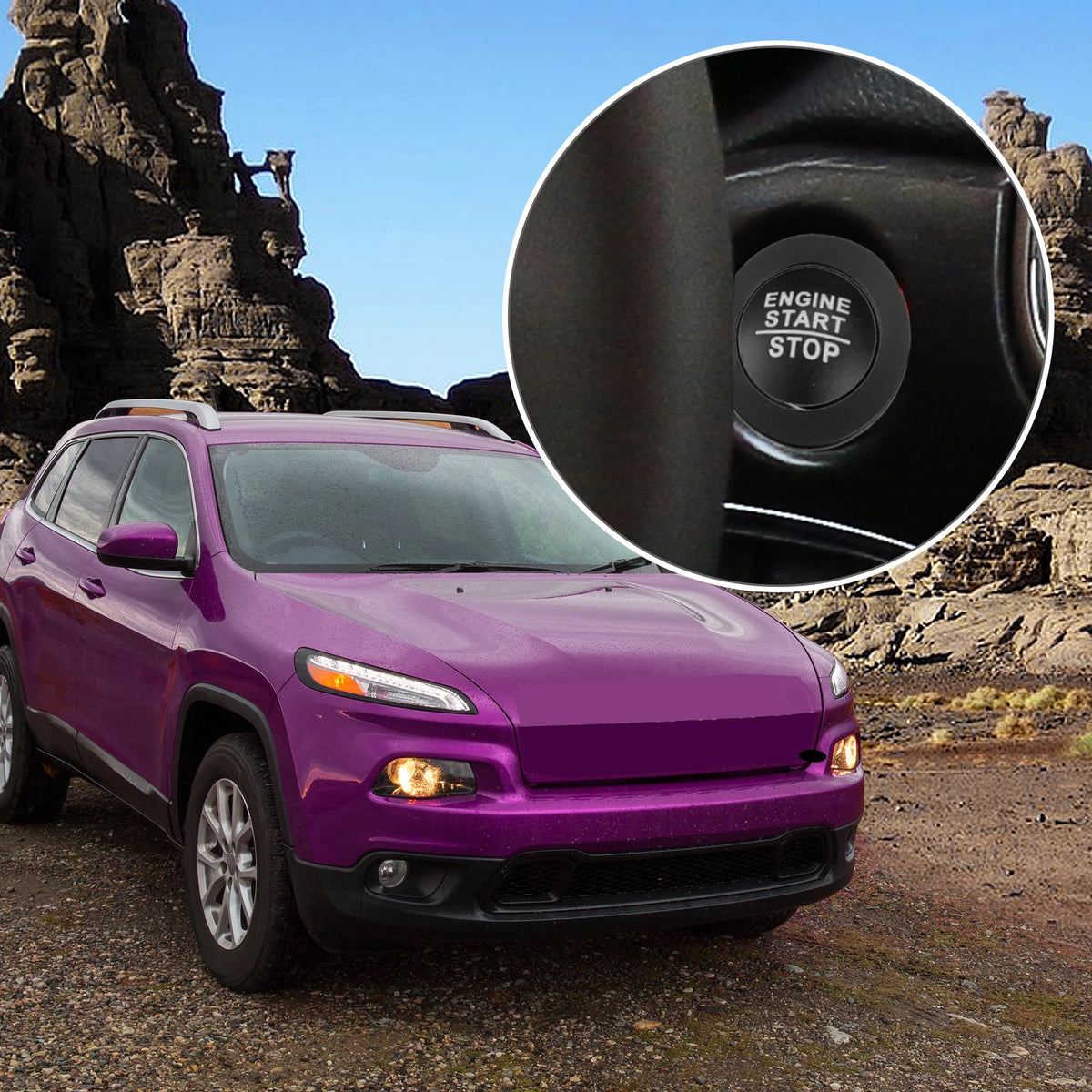 Start Stop Button Cover Trim Kit for Jeep Cherokee Dodge Black (2011–2022)