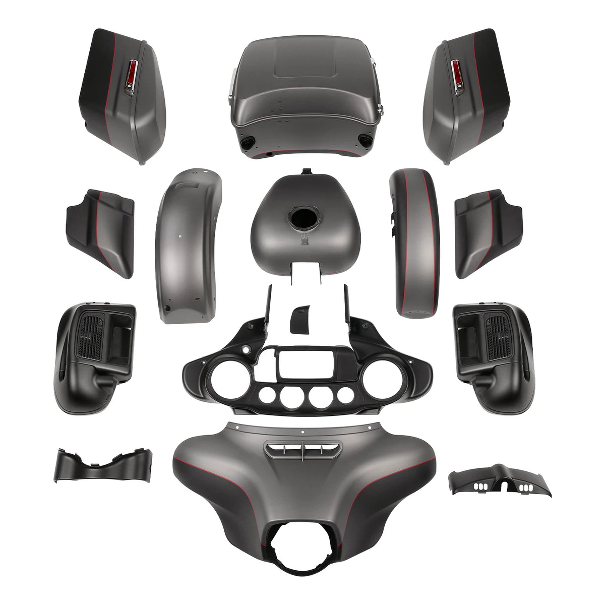 Fairings Bodywork Kit for Harley Electra Glide (2014–2024) Gray/Black Denim