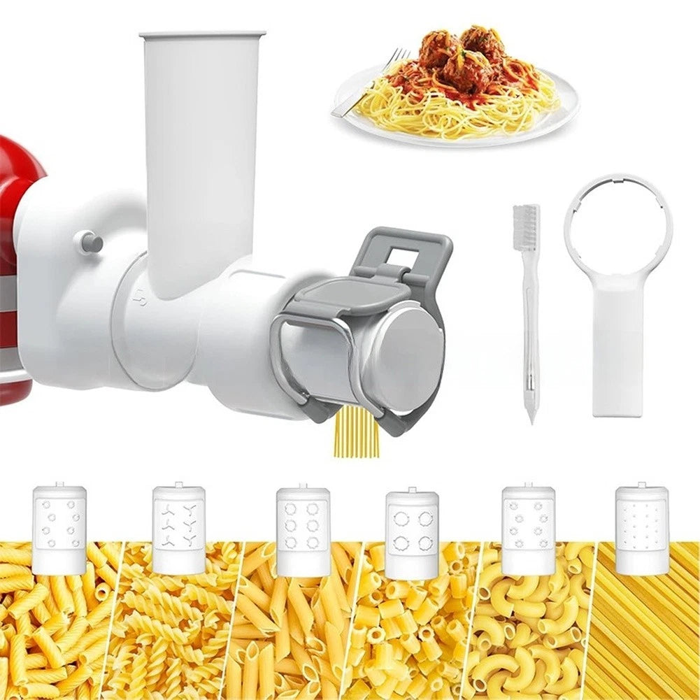 6 in 1 Pasta Maker for Stand Mixer with Spaghetti & Macaroni Dies