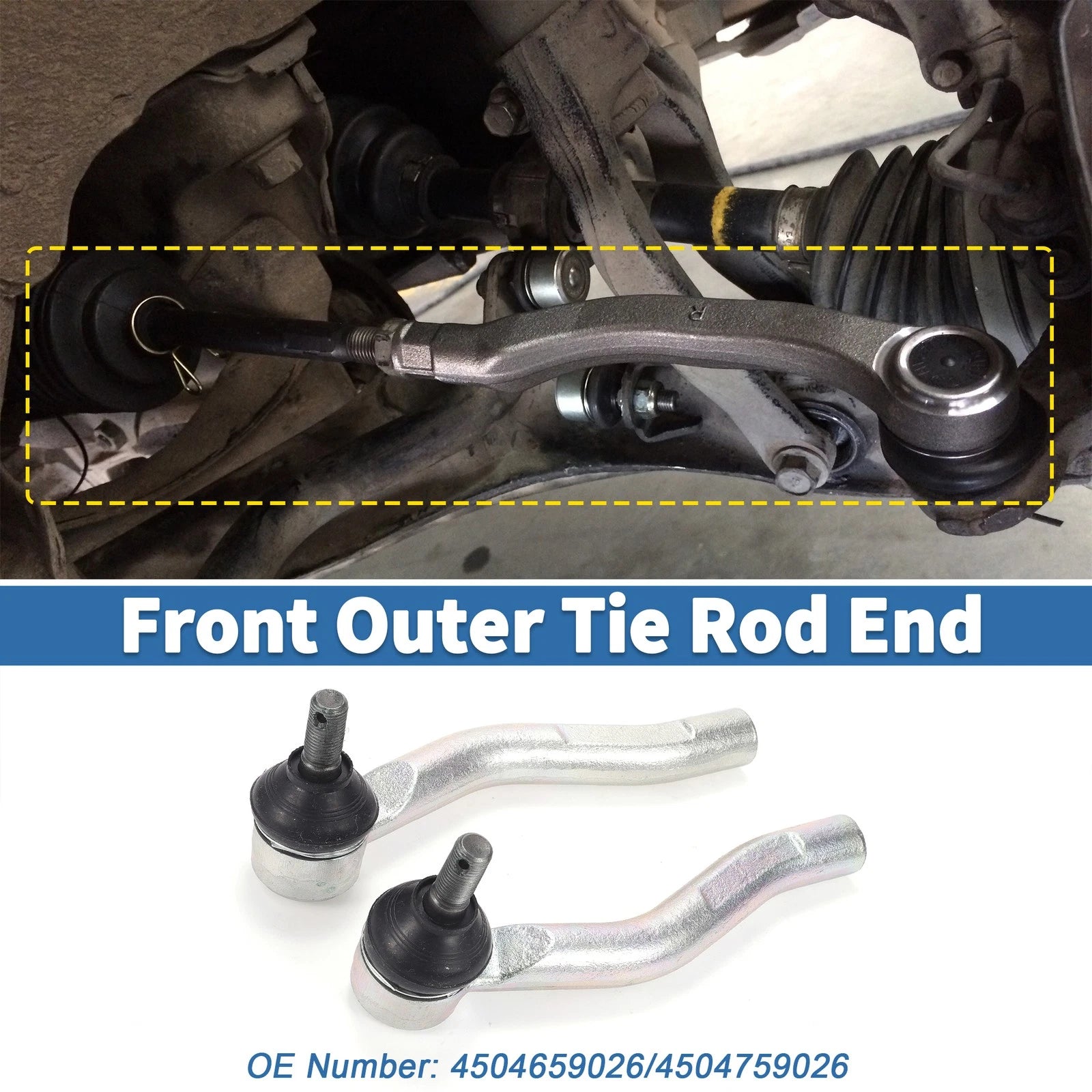 2PCS Front Outer Tie Rod Ends for Toyota Echo (2000–2005)