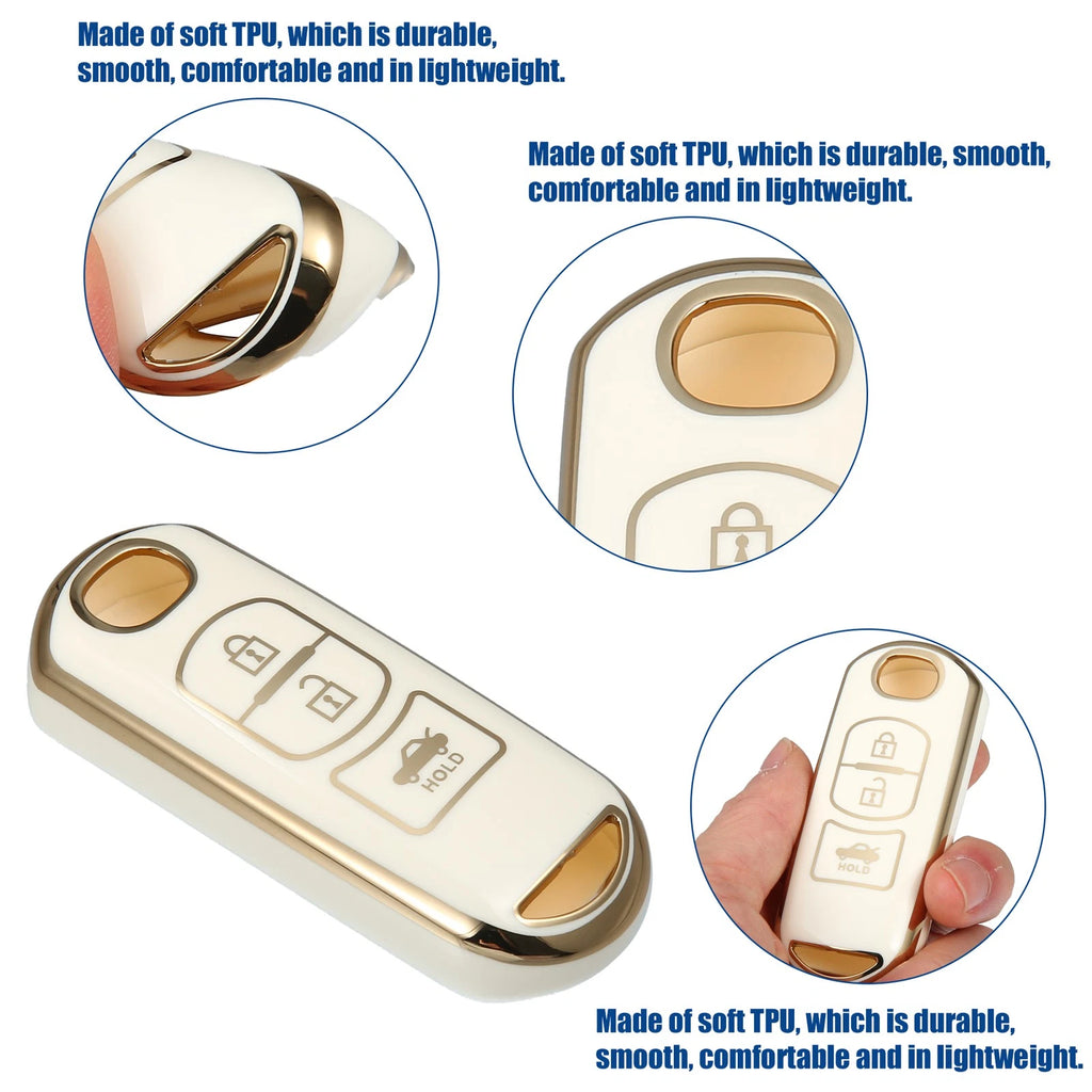 3-Button Keyless Remote Cover TPU for Mazda 2 3 6 CX3 CX4 CX5 (White)