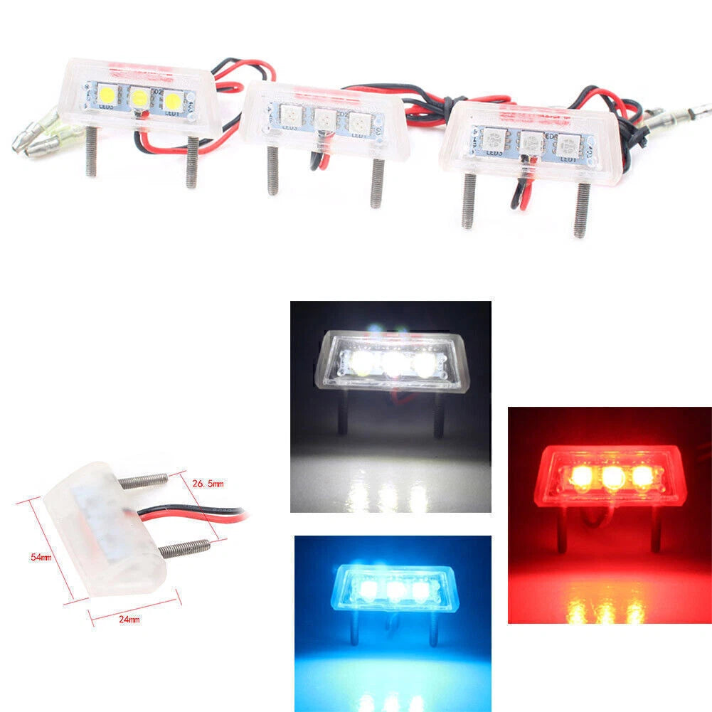 E4 3-LED Motorcycle License Plate Light Kit Universal