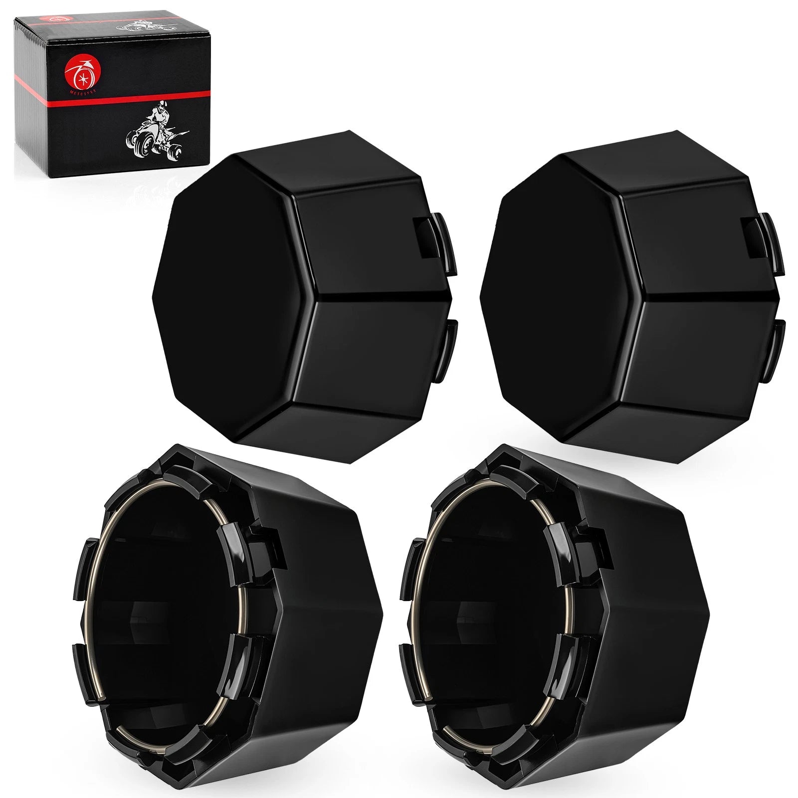 Set of 4 Matte Black Hub Cap Covers #5451374-458 for Polaris Sportsman 570 (2014–2023)