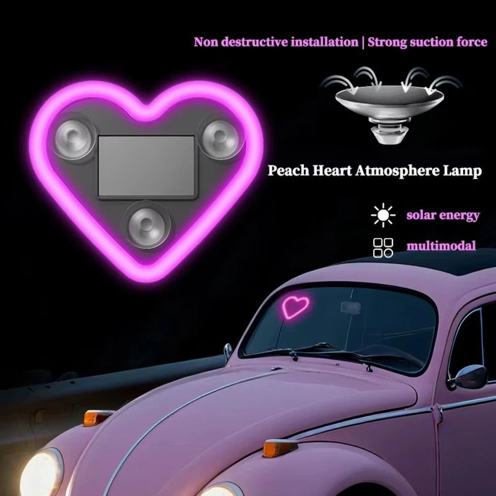 Solar LED Ambient Light for Car Window (Heart Shape)