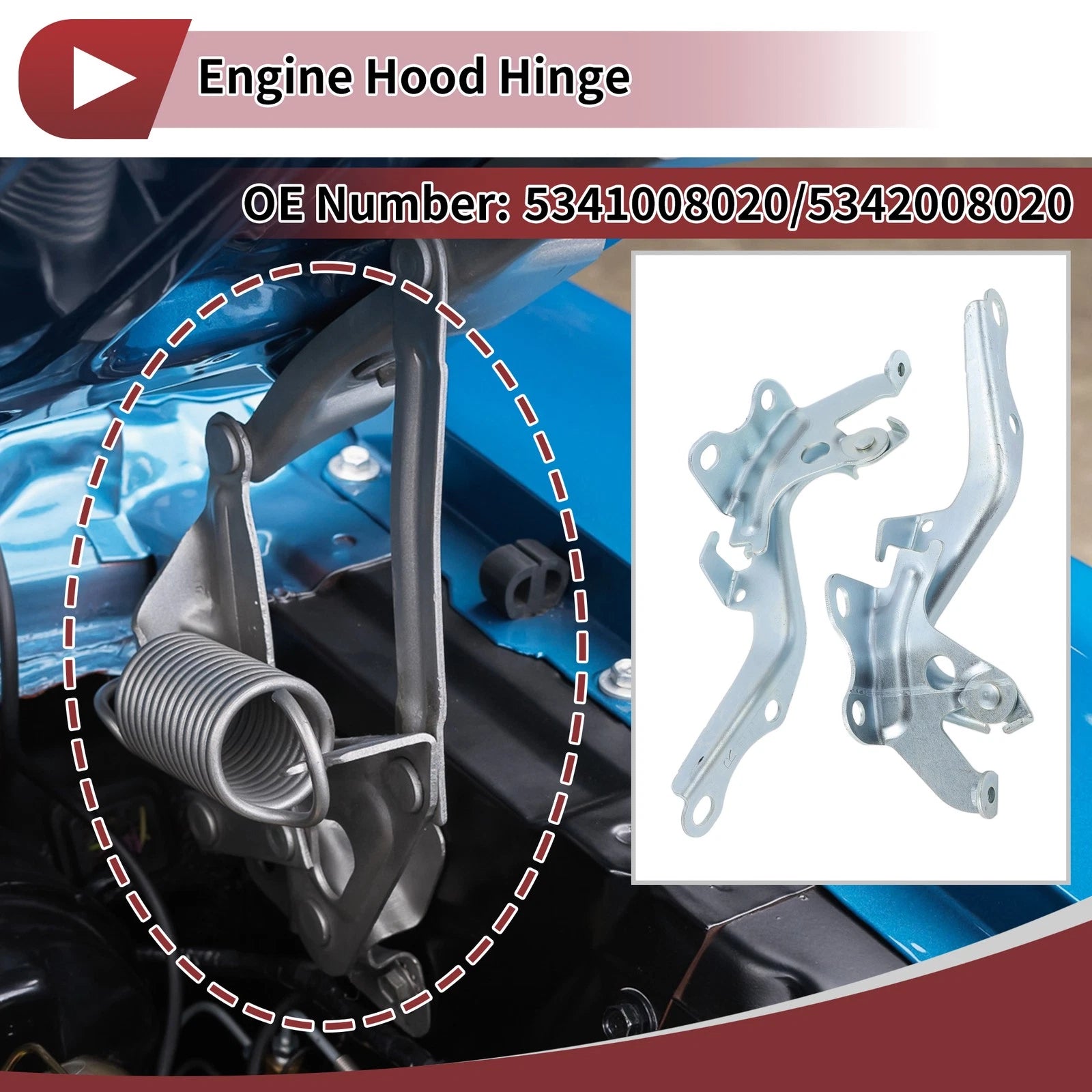 Hood Hinge Set Left Right for Toyota Sienna (2011–2020)