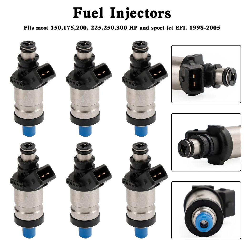 Set of 6 Fuel Injectors for Mercury Outboard 150 175 200 225 250 300 HP (1998–2005)