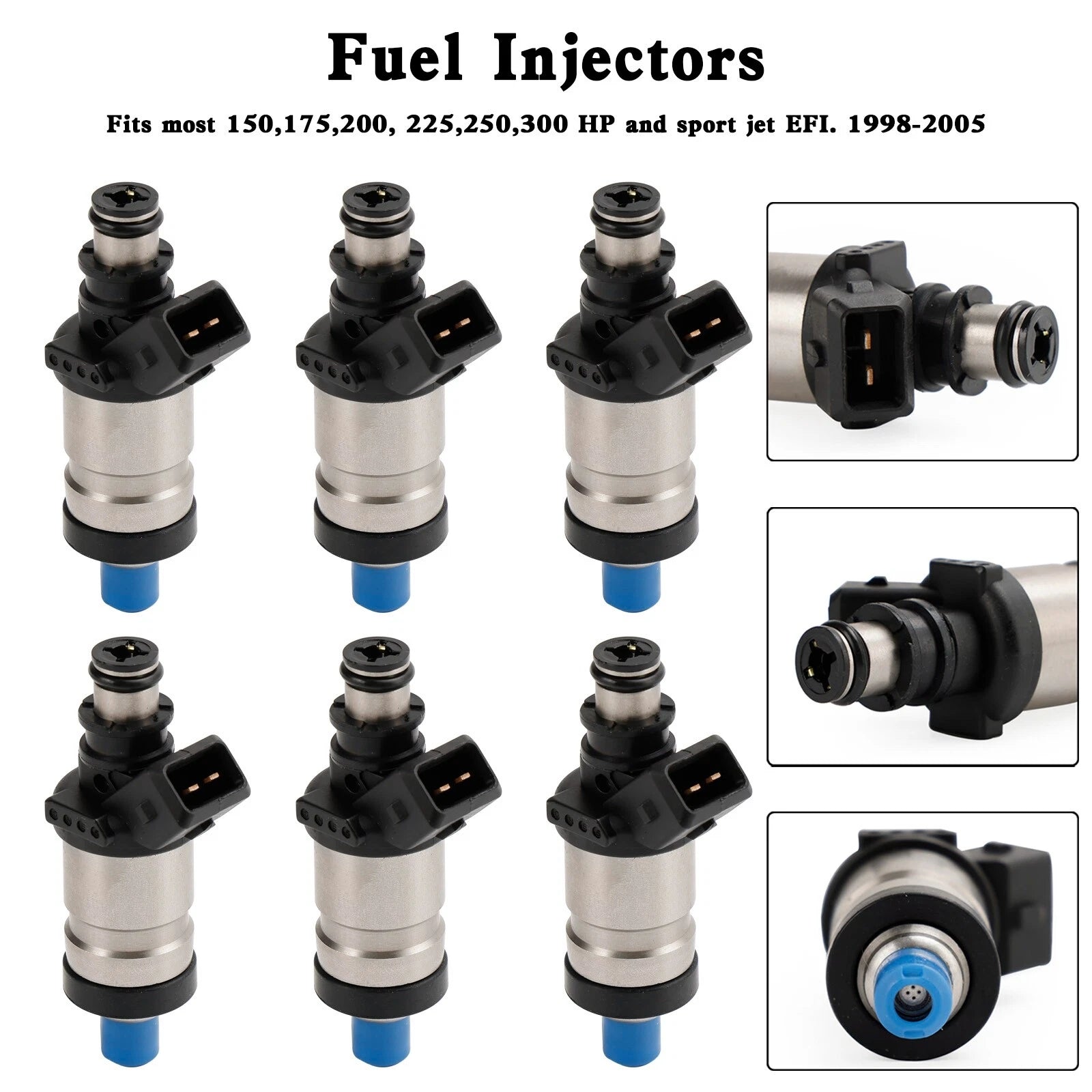 Set of 6 Fuel Injectors for Mercury Outboard 150 175 200 225 250 300 HP (1998–2005)