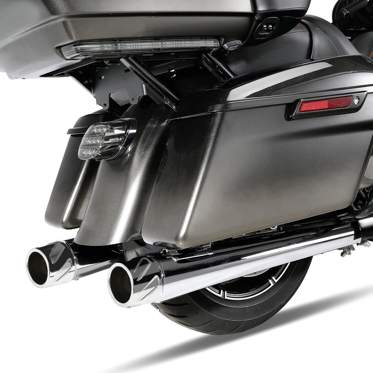 4" Chrome Slip-On Straight Mufflers for Harley Road Glide (2017–2024)