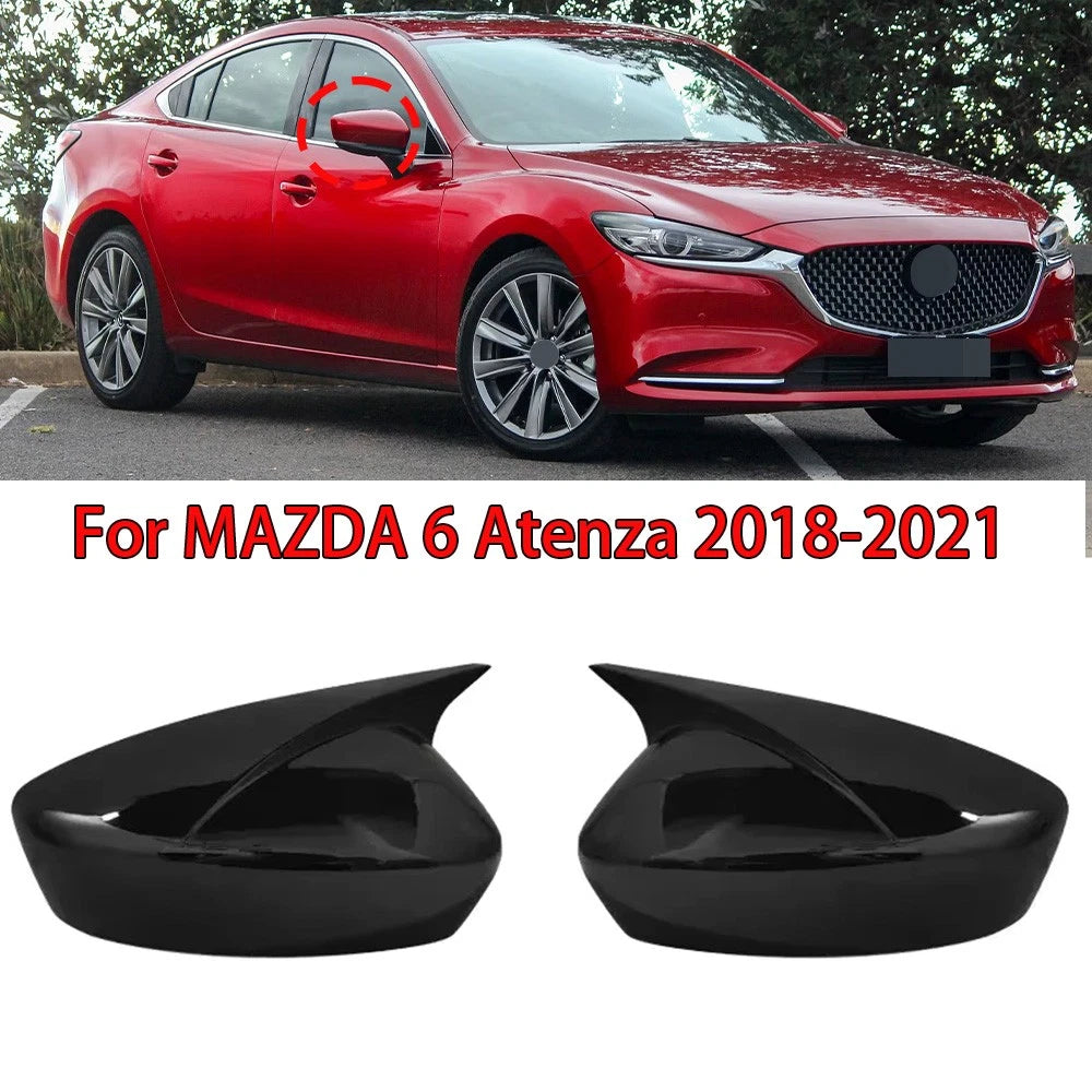 2Pcs Gloss Black Side Wing Mirror Cover Cap for Mazda 6 Atenza (2018–2021)
