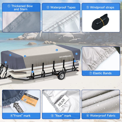 Pontoon Boat Cover for 21ft 22ft 23ft 24ft (Heavy Duty Waterproof)