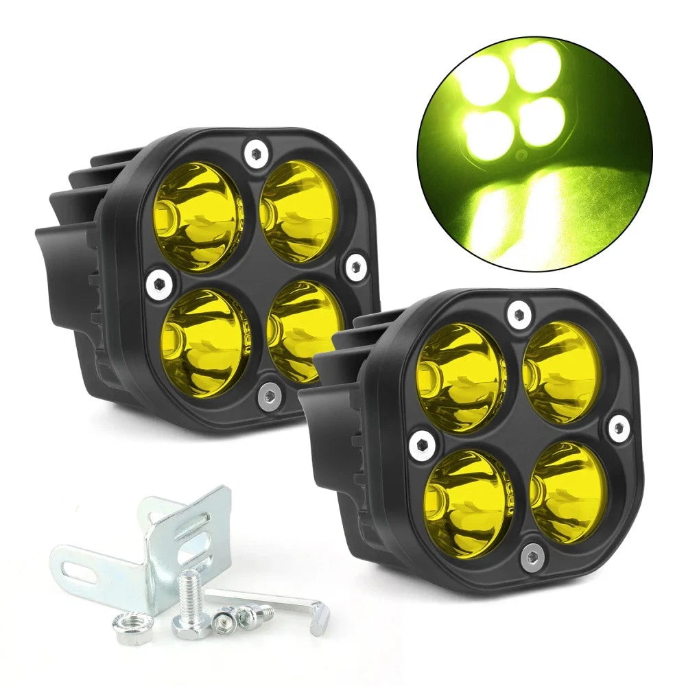 2X Yellow 3-Inch LED Cube Pods Work Light for SUV