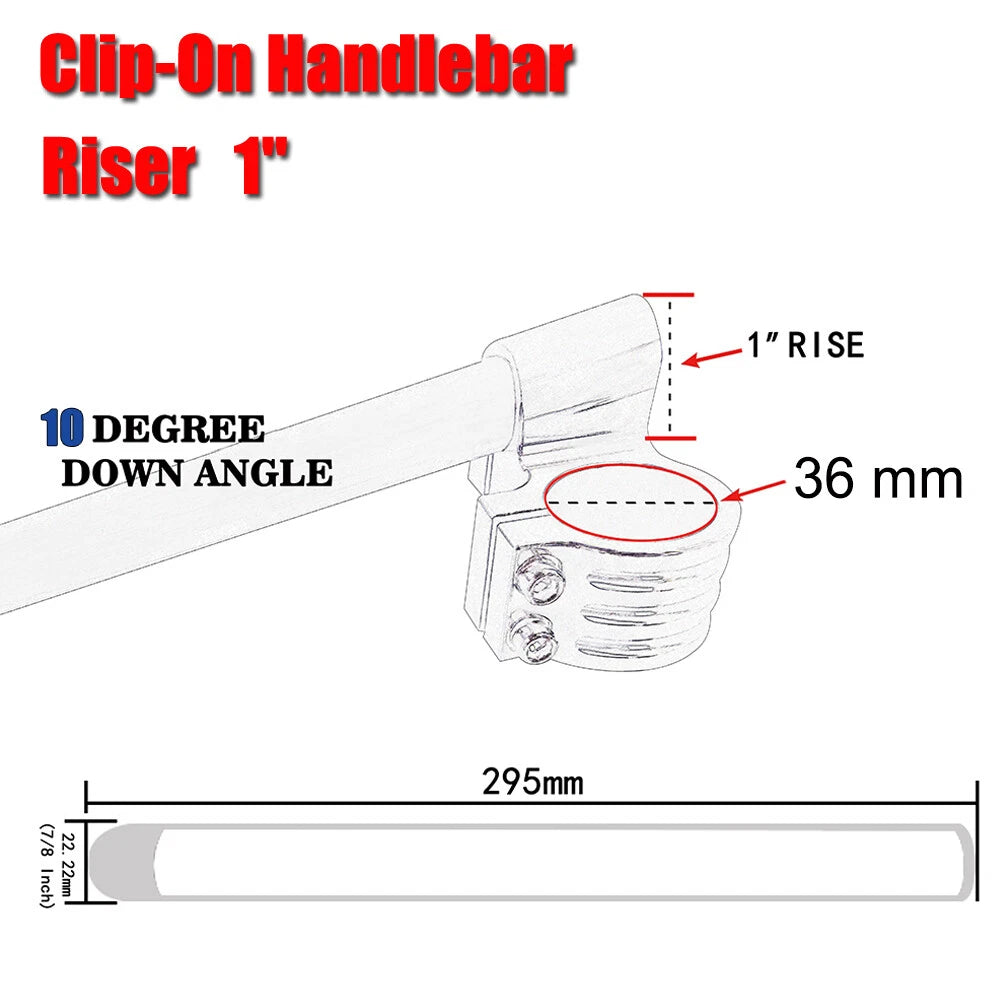 Adjustable CNC 36mm Riser 7/8" Clip-Ons Handlebars for Universal Motorcycle (2010–2023)