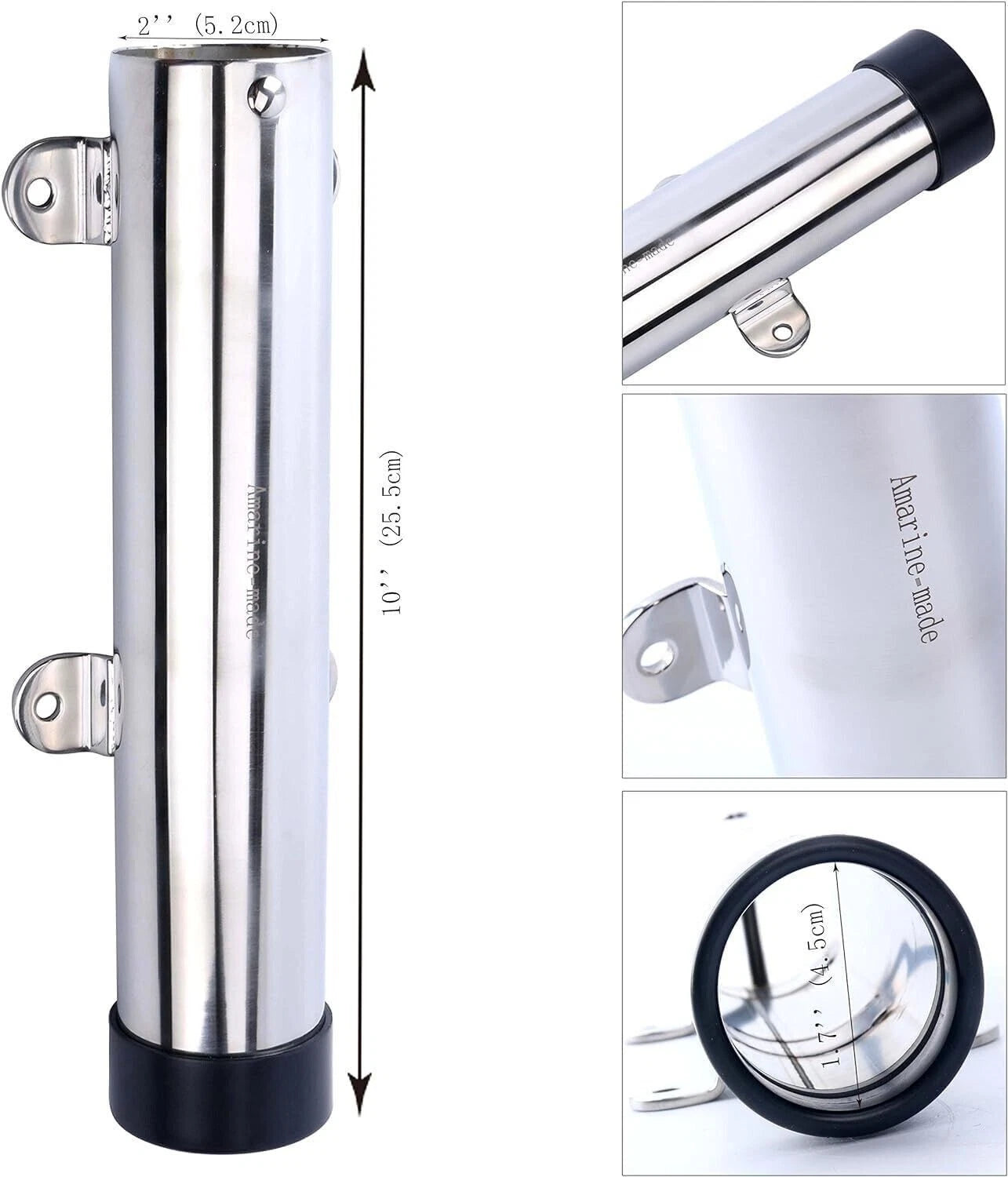 Set of 4 Stainless Steel Fishing Rod Holder Brackets for Boat Transom