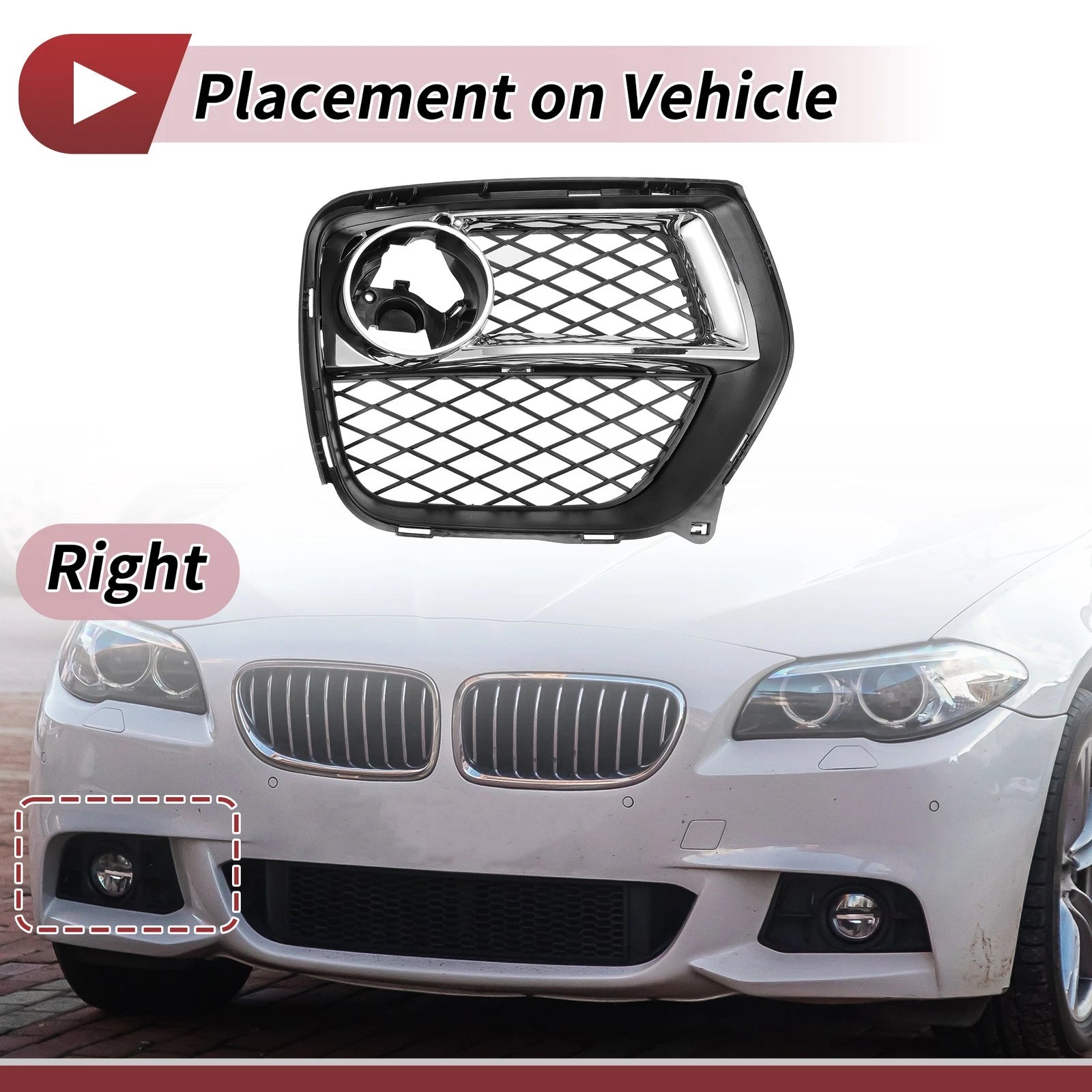 Front Right Fog Light Grill Replacement for BMW X6 (2012–2014)