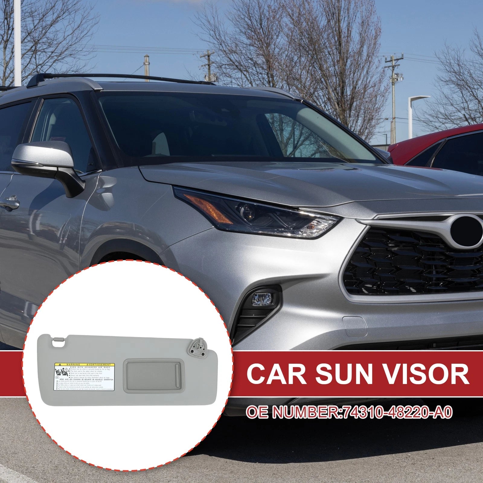 Sun Visor Passenger Side Replacement for Toyota Highlander (2004–2007)