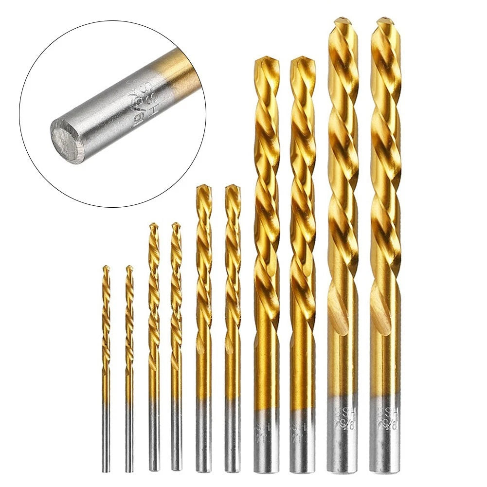Set of 10 HSS Left Hand Drill Bits 3.2-8.7mm