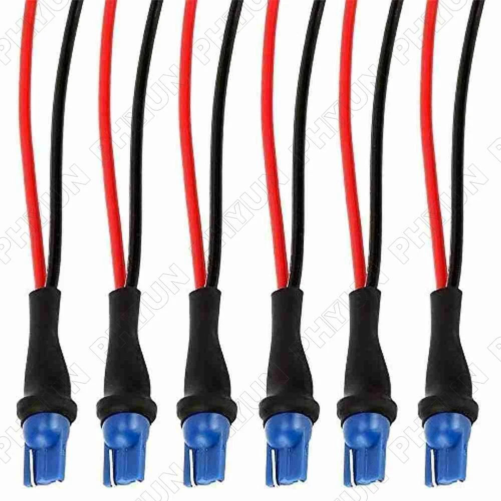 6x Wire Pigtail 168 194 T10 Male Connector Harness Light Bulb Wiring Cable Plug