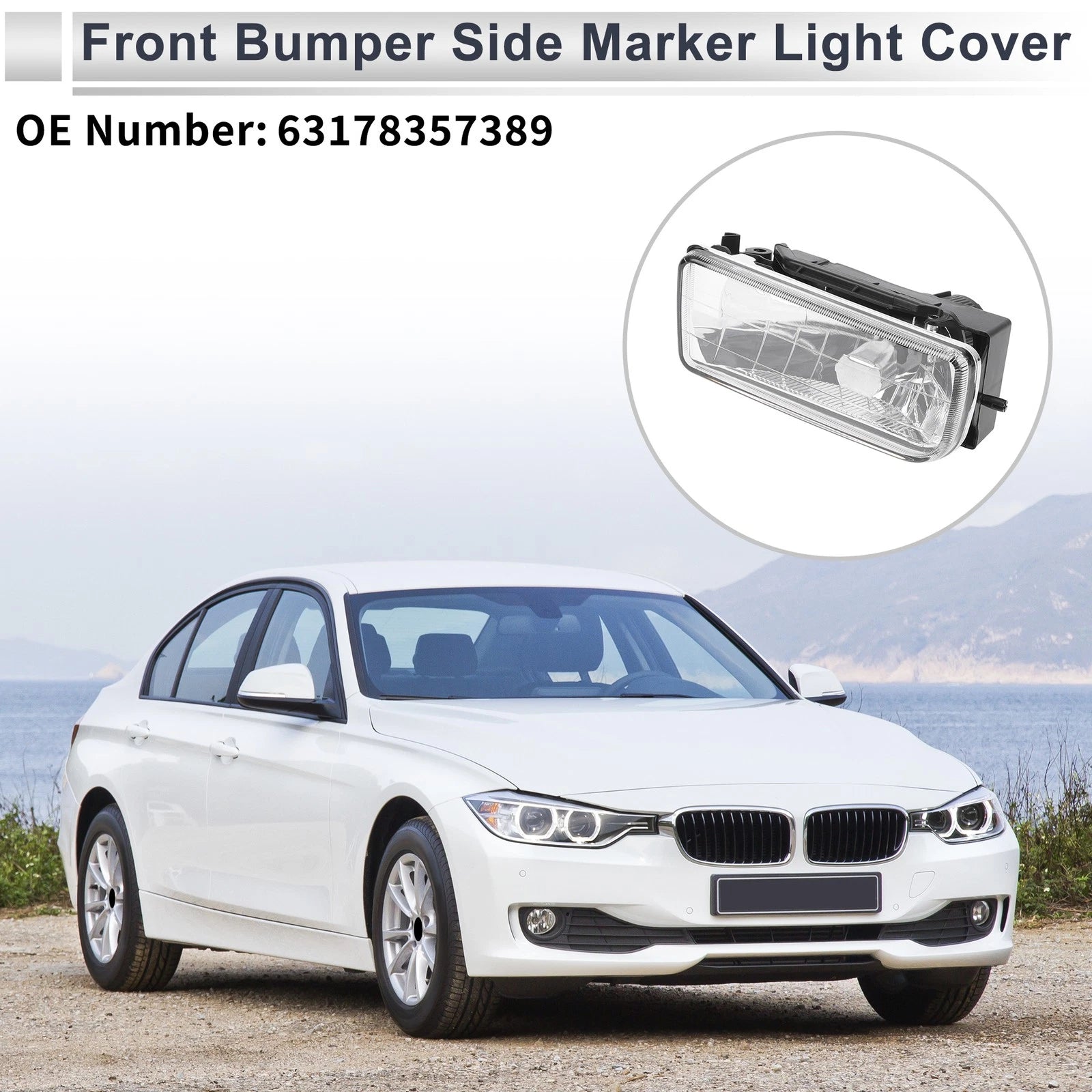 Left Front Bumper Side Marker Light Cover for BMW 3 Series (2006–2012)