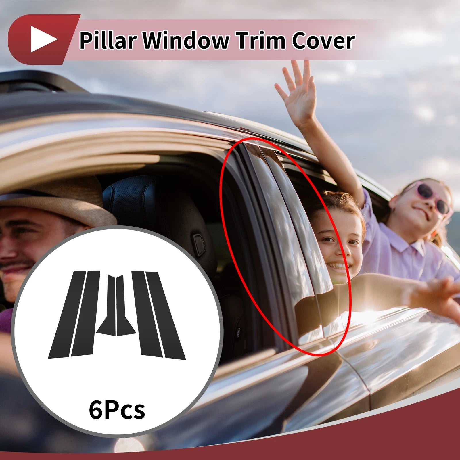 Door Pillar Window Trim for Hyundai Accent Hatchback (2011–2017 Black)